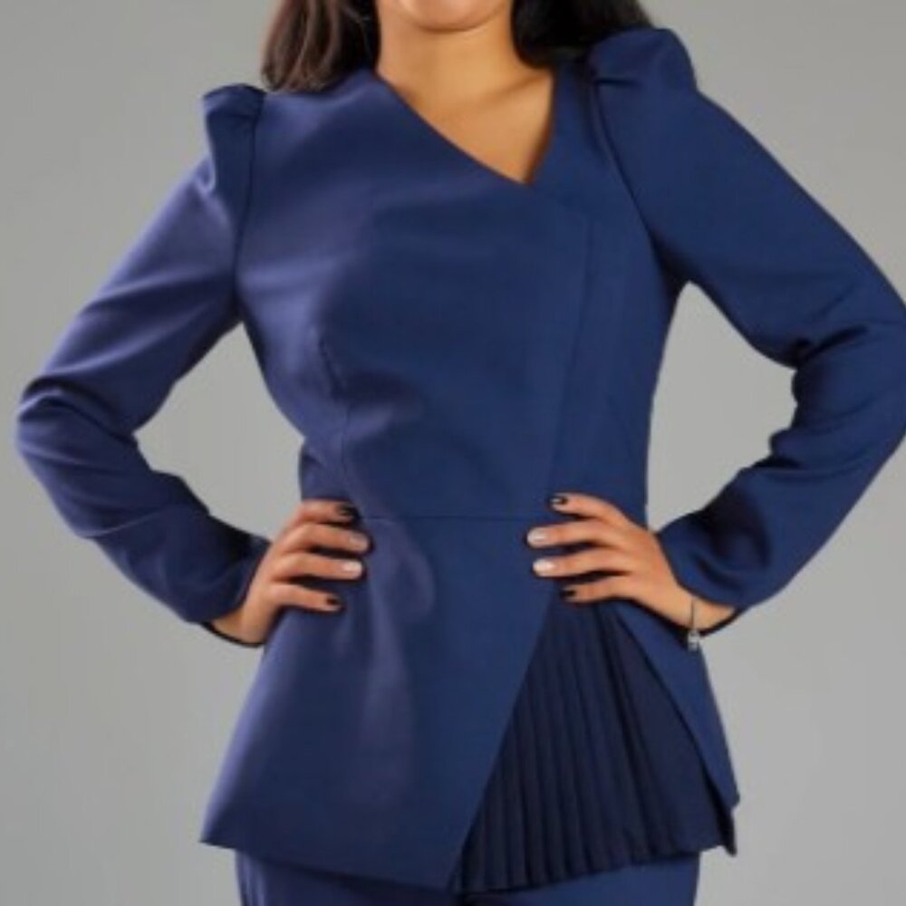 SERAGYI Liz Peplum Jacket Blue Size 8 NWT